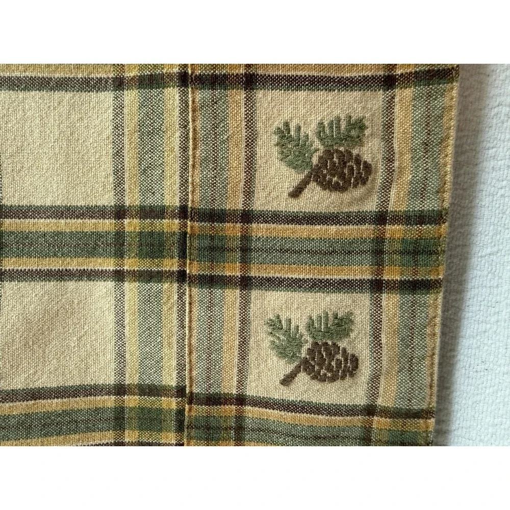 Park Designs Pinecone Plaid Valance 68x14 Lodge Cabin Rod Pocket Cotton VTG